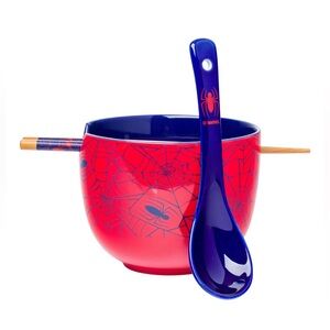 Marvel Spider-Man Spiders and Webs Ceramic Ramen Bowl With Spoon and Chopsticks